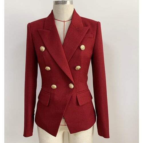 Euramerican Style Womens Double-breasted coat High quality elegant slim blazer jackets C683