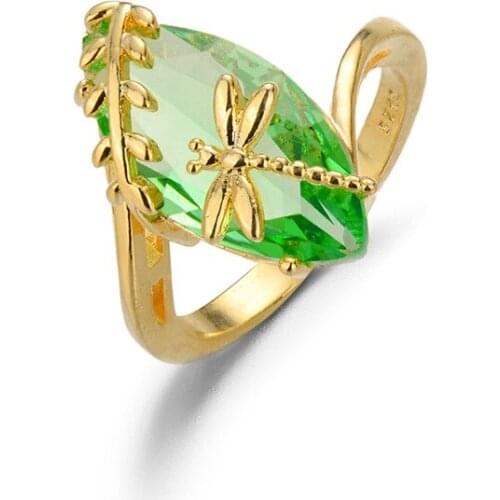 Olive green ring female new dragonfly olive green emerald ladies ring fashion jewelry