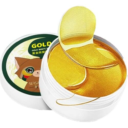 Gold Birds Nest Eye Mask Fades Fine Lines Eliminate puffiness Patches Moisturize Eye Mask Remove Stye Crystal Collagen Gel Mask
