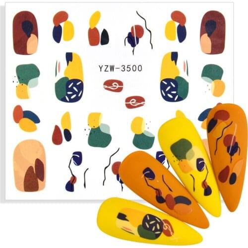 1 Sheet Abstract Lady Face Nail Water Decals Alphabet Flower Sliders Paper Nail Art Decor Sticker Foils