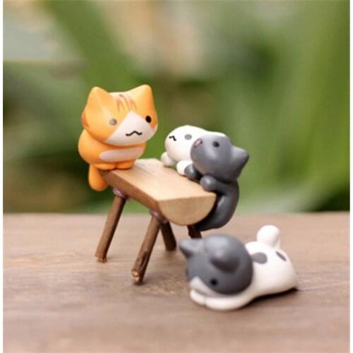 1Pcs Cute Mini Figurines Miniature Cat Resin Crafts Ornament Fairy Garden Gnomes Moss Terrariums Home Decorations