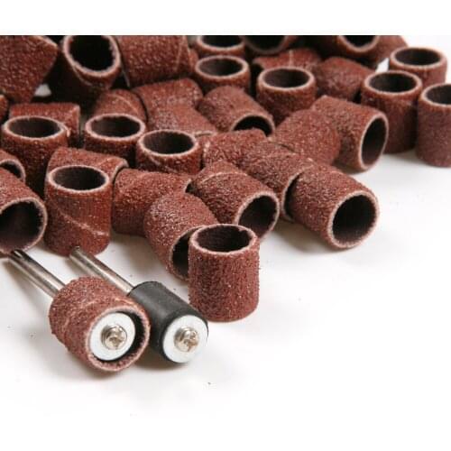 100Pcs Drum Sanding Kit Sanding Band 80 Grit With 1/8 Inch Sand Mandrels For Dremel Rotary Tool Abraisive Tools
