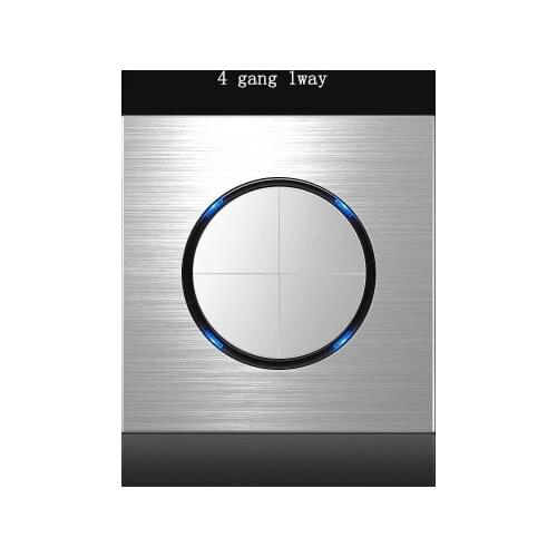 4 Gang Light Switch Any Click Household Silver Aluminum Alloy Panel Switch TV Ethernet Socket 90V-250V