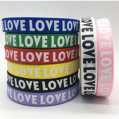 5yards/lot 1'' (25mm) Printing LOVE Grosgrain Ribbon Hair Bow Party Christmas Wedding Decoration DIY Sewing Craft