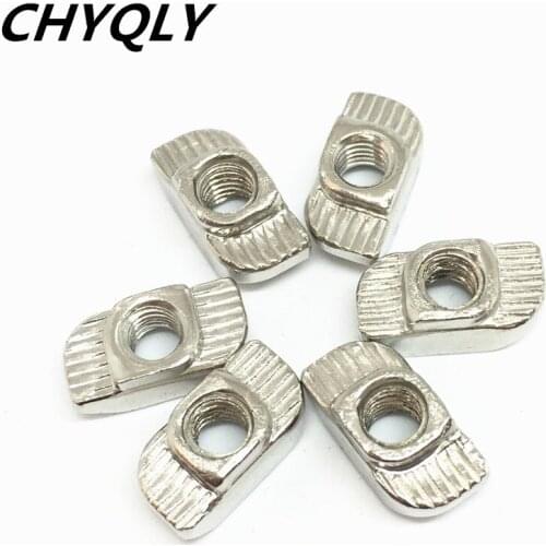 50pcs 30-M3/M4/M5/M6 T Hammer Nut Aluminum Connector T Sliding Nut Nickel Plated Carbon Steel for 3030 Aluminum Profile