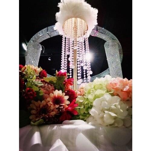 70cm Tall Crystal table centerpiece Gold Flower Stand Wedding decoration 10pcs/lot