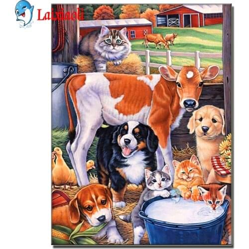 5D DIY Diamond Painting Full Square/Round cute farm animals cow dog cat Diamond Embroidery Home Decoration Mosaic Creative Art