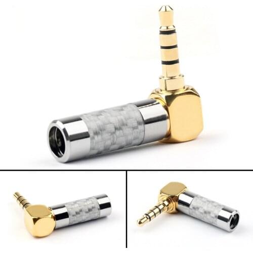 Areyourshop 3.5mm 4 Pole Audio Plug Straight Gold-plated Carbon Fiber Step Type Silver 1/4Pcs for Cables Wires Connector