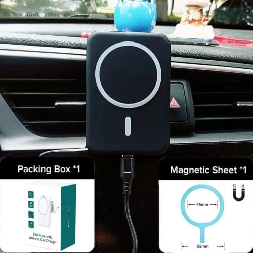 Car Phone Holder Wireless Charger 15W Qi Fast Charger Adapter Wireless Chargers For iPhones Magnetic Type C Magsafing 12 Pro Ma