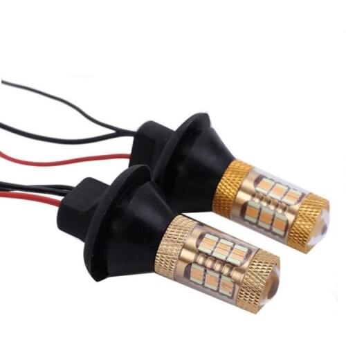Automotive LED turn signal daily running light band decoding BAU15 T20 T25 4014 54 light white and yellow