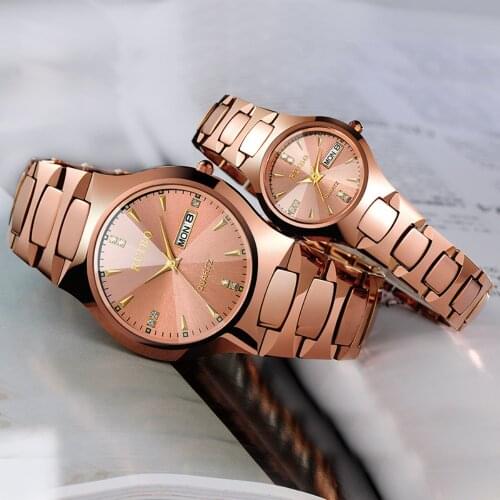 Luxury Men Ladies Watch Quartz Waterproof Tungsten Steel Fashion Love Men and Women Watches Automatic Calendar Relogio Masculino