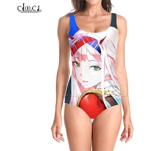 CLOOCL Anime Darling In The Franxx Zero Two 3D Print One-piece Swimsuit Bathing Suit Sleeveless Was Thin Sexy Fashion Swimwear