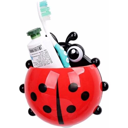 Ladybug toothbrush holder Toiletries Toothpaste Holder Bathroom Sets Suction Hooks Tooth Brush container ladybird on sale
