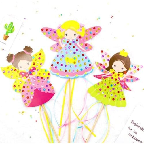 Children DIY Fairy Stick Handmade Princess Wand Angel CaneStick Toy Handmade Materials Package Sticker Girl Gift DIY Craft Toys