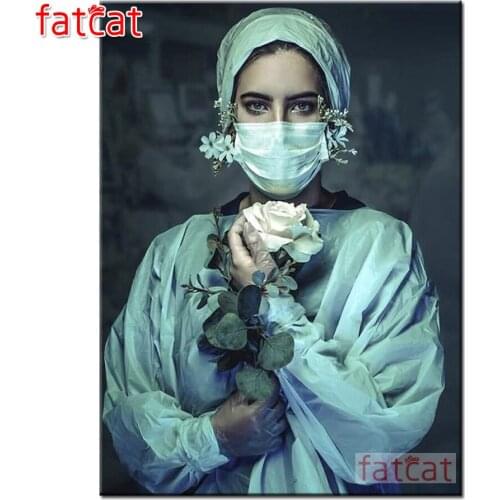 FATCAT Female doctor 5d diy diamond painting full square round drill diamond embroidery kits angel needlework decoration AE2791