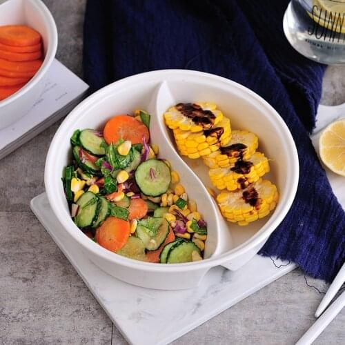 Ceramic Soup Bowl Household Noodle Bowl Fruit Salad Bowl Microwave Round Bowl Solid color 7-inch Reduced-fat Dinner bowl