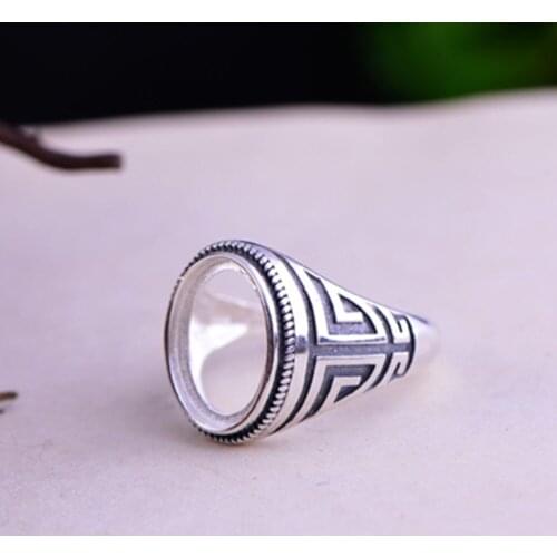 Ring Blank (10x14mm Oval Blank) Adjustable Thai Sterling Silver Ring Base Oval Cabochon Ring Setting R219B