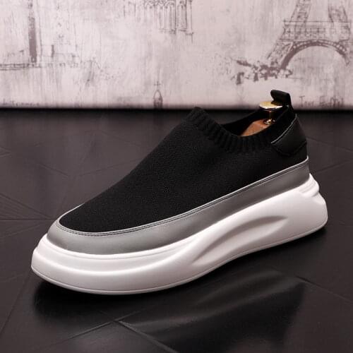Summer Designer Mens Black Casual Shoes Fashion Slip On Platfrom Sewn Sock Breathable Trending Leisure Zapatos Mixed Color ERRFC