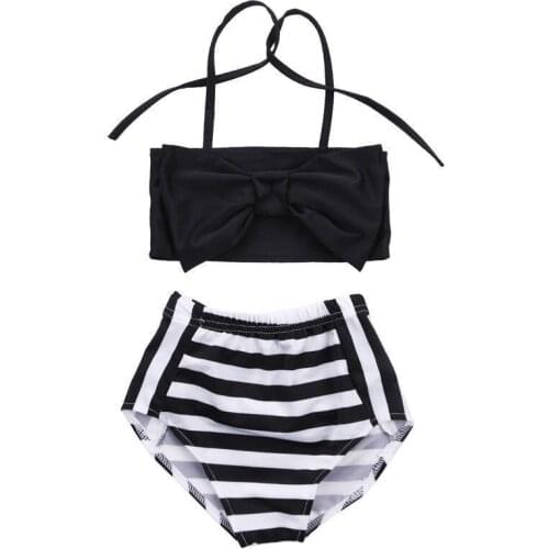 Cute Toddler Girls Bikinis Tankini Stripe Kids Bikini Set Swimwear Swim Suit Bathing Children Beachwear Two Piece Girls Trikini