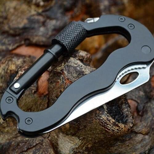 5 in 1 Multi-functional Knife Updated Carabiner Keychain Camping Survival Gear Openers