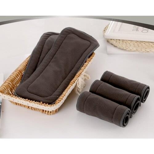 Washable Adult Diaper 5 Layers Bamboo Charcoal Cloth Nappy Liner Super Absorbent Reusable Incontinence Adult Diaper Insert Pad