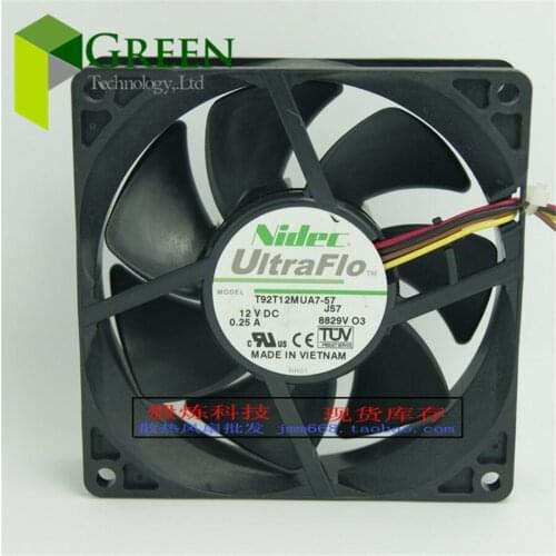 The Original Nidec 12V 0.25A 9025 90MM 90*90*25MM computer server case Cooling fan T92T12MUA7-57 with 4pin