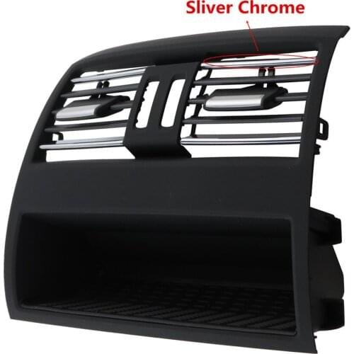 Car Front Silver Plated Central Air Conditioning Vent Grille Outlet Panel Black 64229172167 For BMW 5 Series F10 F11 2009-2016