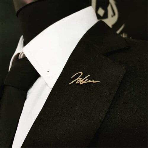 Personalized Customized Name Nameplate Lapel Pin Brooch Women Mens Stainless Steel Custom Name Pins Fashion Gift Brooch