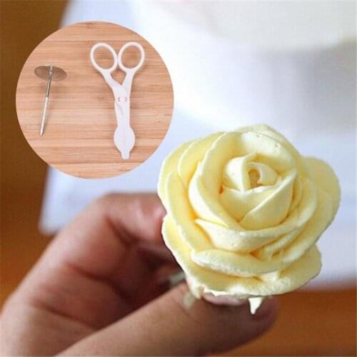 2Pcs/Set Plastic Cake Scissors Flower Stand Nail Cake Decorating Pastry Tools Baking Pastry Tools Cake Flow Dropping For Dropper