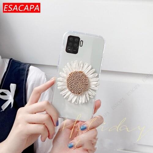Clear Daisies Flower Case For OPPO F19 Pro Plus A95 A93 A74 A54 5G A94 A72 A52 4G Soft Silicone Phone Case For Reno 5Z 5F 5 Lite