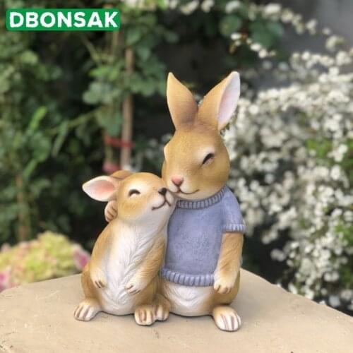 Rabbit Garden Statue Resin Rabbit Gift For Child Doll Micro Landscape Anime Figures Simulation Animal Home Garden Decoration