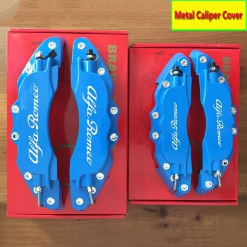 KUNBABY Blue Metal Brake Caliper Cover With White Alfa Romeo Sticker Logo Car Styling Decoration For Front Rear Free Shipping