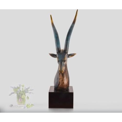 Modern Artistic Resin Abstract Simulation Animal Sheep Antelope Goat Head Specimen Garden Home Sculpture Statues for Decoration