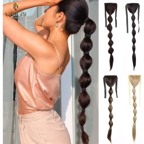 Lantern Bubble Long Ponytail Extension For Women Drawstring Ponytail Synthetic Hair Extensions Ponytail