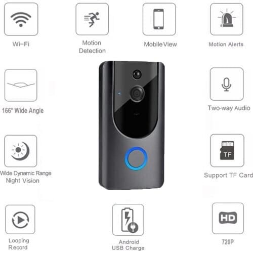 Home Security smart video door phone wireless wifi peephole wifi door bell camera for villa