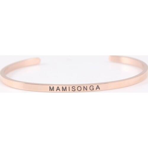 "MAMISONGA" Inspirational Bracelets for Women,Stainless Steel Engraved Personalized Positive Mantra Quote Cuff Bangle for Her