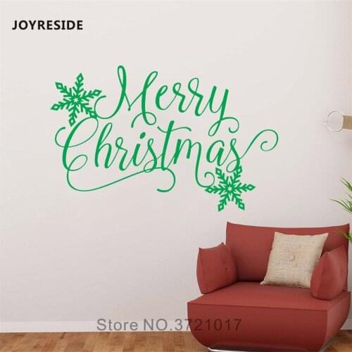 JOYRESIDE Merry Christmas Wall Snowflake Sticker Decals Vinyl Kids room Bedroom Living room Interior Home Design Art Mural A1409