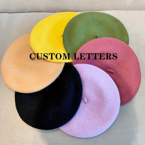 DIY letter Women berets winter retro painter hat fashion solid color wild pumpkin hat wholesale