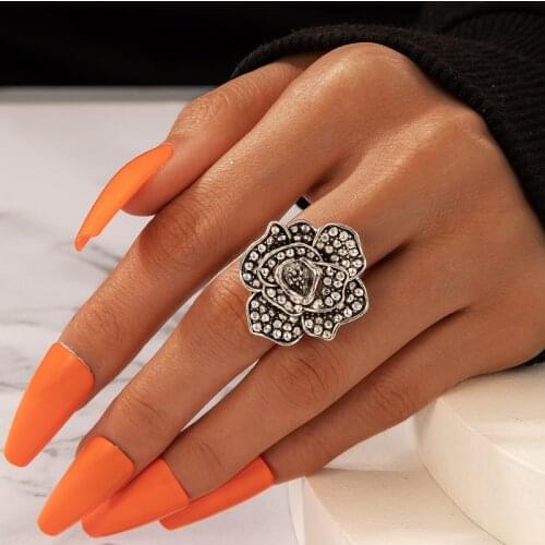 Tocona Pretty Big Flowers Joint Ring for Women 2021 Elegance Men Geometric Single Ring Bohemian Jewelry Accessories 17900