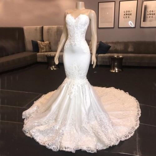Luxury Mermaid Wedding Dresses 2021 Vestidos De Novia Sweetheart Lace Appliques Wedding Gowns Bridal Dress