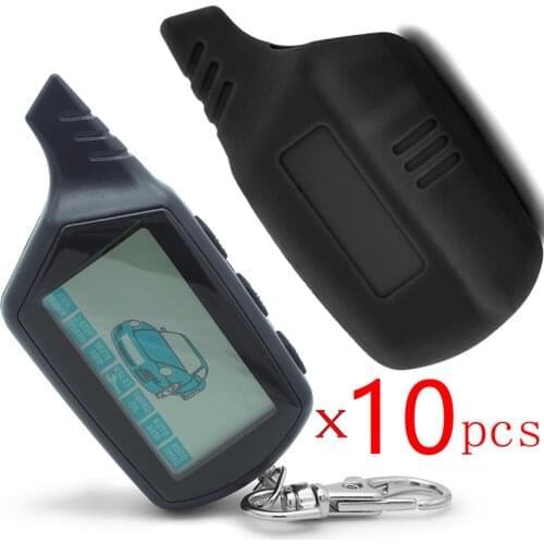 10 Pcs Keychain B6 LCD Remote Controller For Two Way Car Alarm Starline B6 Twage Keychain alarm auto + silicone case
