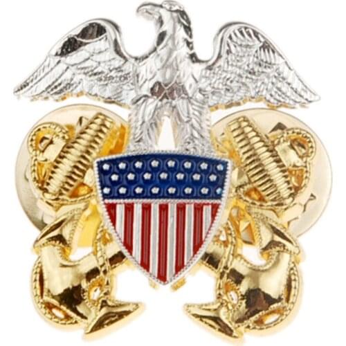 WWII US NAVY OFFICERS SHOULDER METAL SMALL INSIGNIA PIN BADGE - World military Store