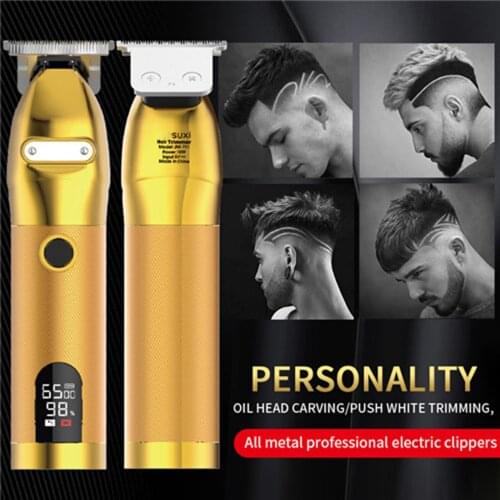 Gold Skeleton Cordless Trimmer LCD Power Display Hair Clipper for Men USB Rechargeable Electric Hair Trimmers MPwell