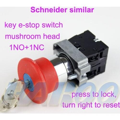 1pcs shipping free HABOO factory directly electrical push button switch 22mm 1NO+1NC mushroom head emergency stop switch CE