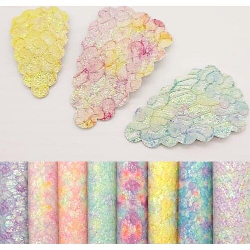 1PC 20X33CM Pastel Colors Lace Love Glitter Fabric, Synthetic Leather, Faux Leather For DIY Hand Made Bows Crafts Accessories