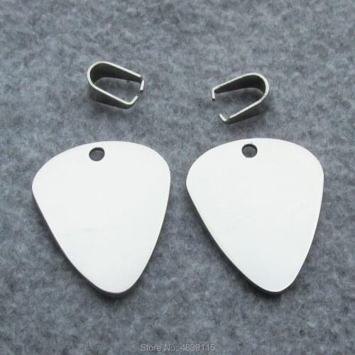 100pcs/lot Stainless Steel Guitar Pick Shaped Pet Dog ID Tags with Mirror Polished Surface Wholesale