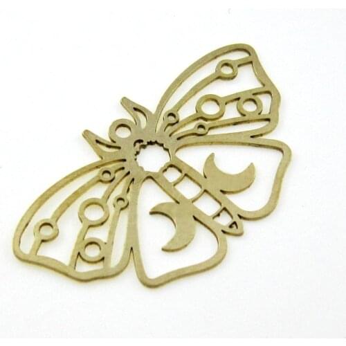Brass earring charm Butterfly brass pendant 36x21x0.8mm brass moth moon necklace findings -2pcs R1454