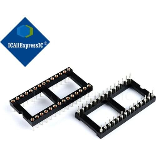 5PCS Round Hole 28 Pins Wide 2.54MM DIP DIP28 IC Sockets 28 PIN Adaptor Solder Type IC Connector new In Stock