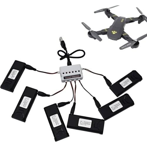 6pcs Lipo Battery Charger Sets For VISUO XS809S XS809HW XS809W XS809 3.7V 900mAh RC Drones Quadcopter Spare Parts Accessories