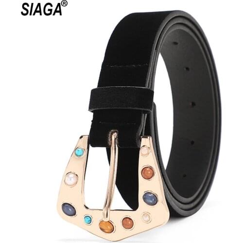 Ladies Fashion Design Quality Black PU Leather Belts Womens Belt for Women Skirt 2.8cm Width All-around Jeans AK029